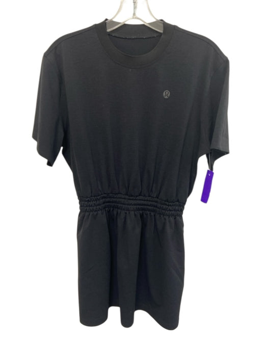 Lululemon Size 6 Black Polyester Crewneck Elastic Waist Short Sleeve Dress Black / 6