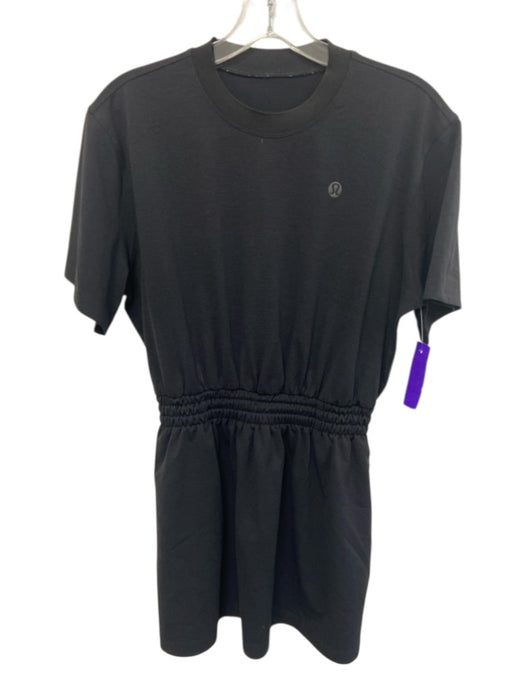 Lululemon Size 6 Black Polyester Crewneck Elastic Waist Short Sleeve Dress Black / 6