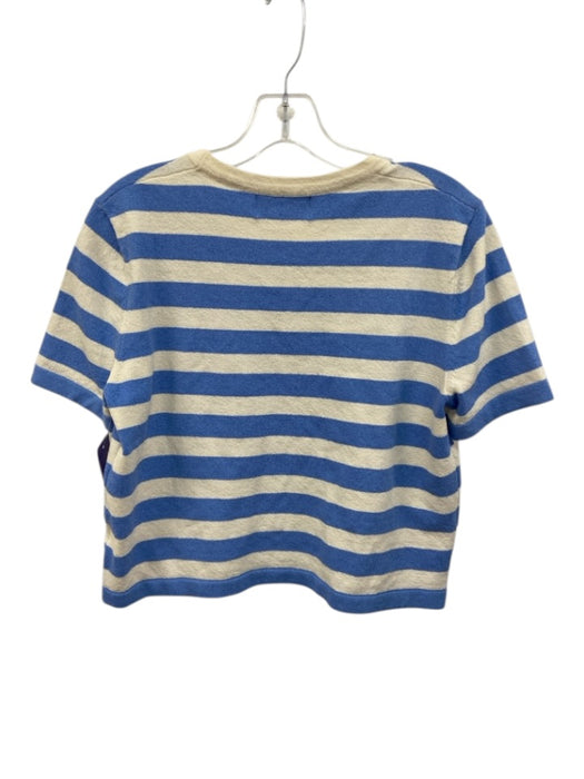 Olivia by Livro Size S Light blue & white Cotton Blend Crew Neck Short Set Light blue & white / S