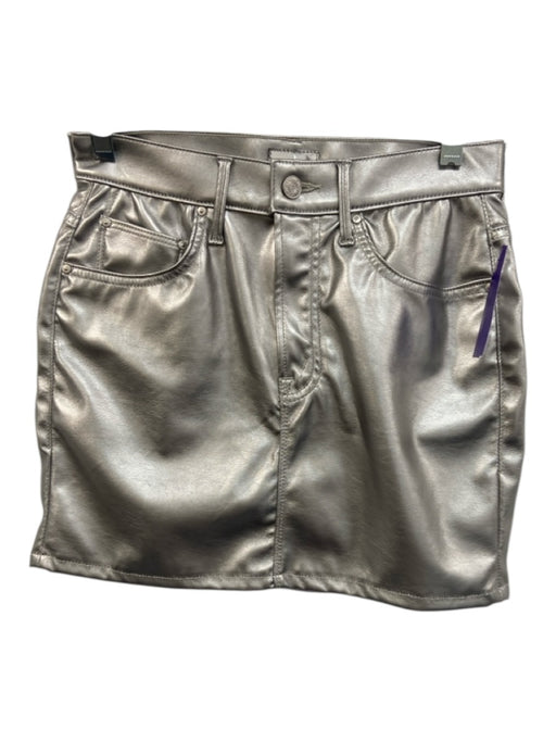 Mother Size 27 sliver Polymide Blend Button & Zip Metallic Mini Skirt sliver / 27
