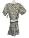KLEID Size S Blue, Green, Orange Cotton Short Puff Sleeve Pleats Oranges Dress Blue, Green, Orange / S