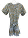 KLEID Size S Blue, Green, Orange Cotton Short Puff Sleeve Pleats Oranges Dress Blue, Green, Orange / S