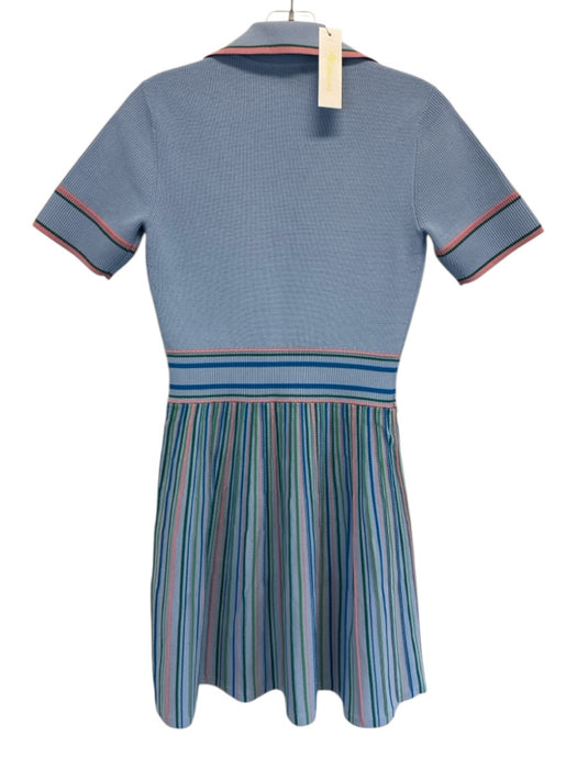 Shoshanna Size S Blue & Multi Rayon & Polyester Short Sleeve Ribbed Polo Dress Blue & Multi / S