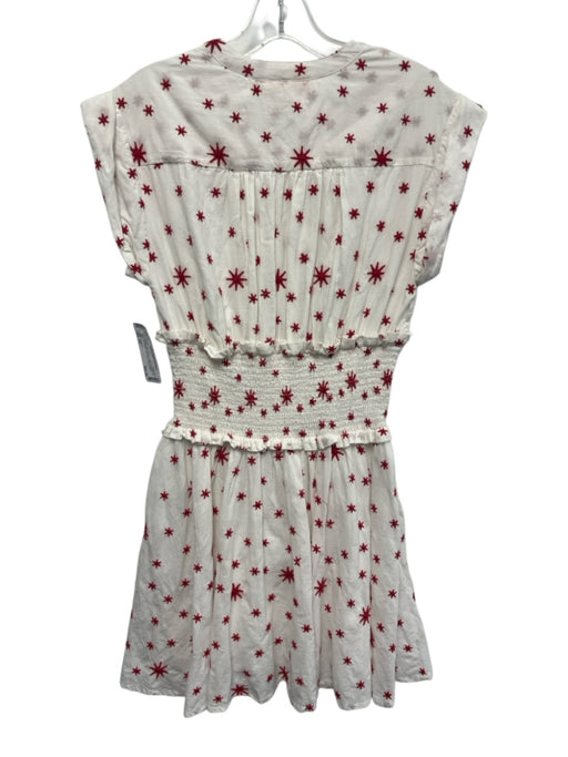 Oliphant Size XS White & Red Cotton Stars Embroidered Cap Sleeve Dress White & Red / XS