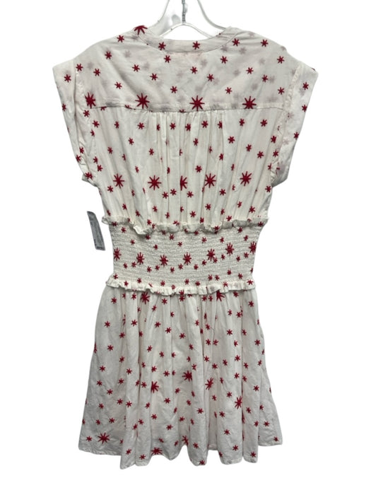 Oliphant Size XS White & Red Cotton Stars Embroidered Cap Sleeve Dress White & Red / XS