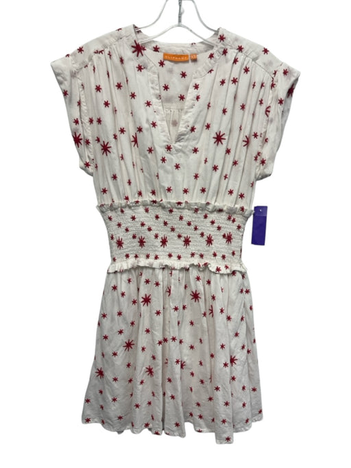 Oliphant Size XS White & Red Cotton Stars Embroidered Cap Sleeve Dress White & Red / XS