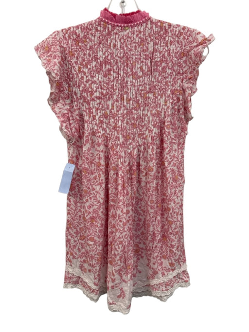 Poupette St. Barth Size S Pink, Yellow, White Viscose Ruffle Cap Sleeve Dress Pink, Yellow, White / S