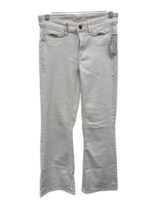 Cambio Size Est Small White Cotton Denim Mid Rise Logo Flare Pockets Jeans White / Est Small