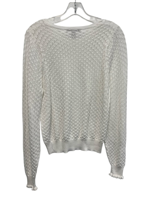 Cotton by Autumn Cashmere Size Small White Cotton Long puff sleeve Open Knit Top White / Small