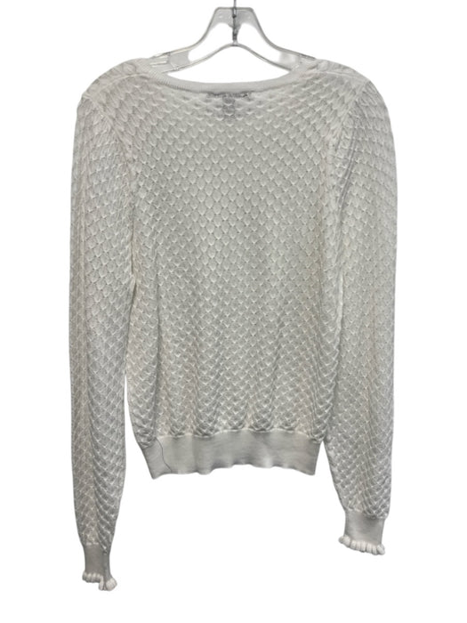 Cotton by Autumn Cashmere Size Small White Cotton Long puff sleeve Open Knit Top White / Small