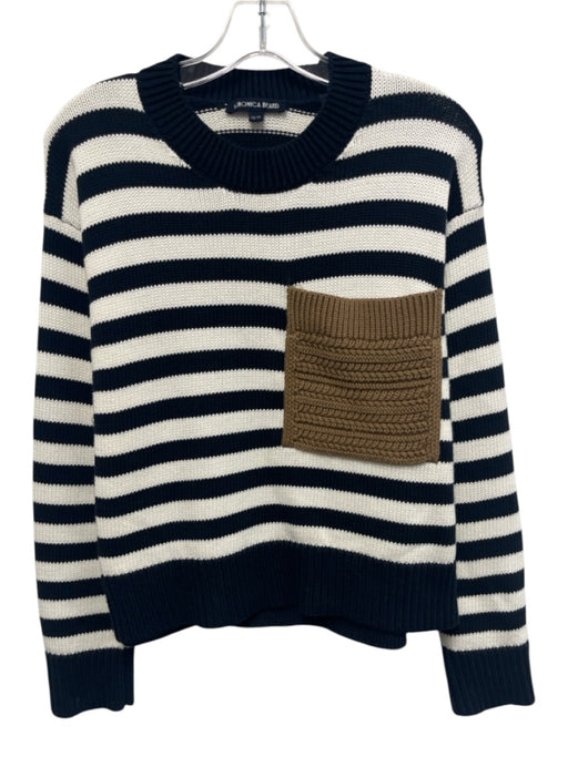 Veronica Beard Size XS Navy Blue, Brown, White Cotton Long Sleeve Sweater Navy Blue, Brown, White / XS