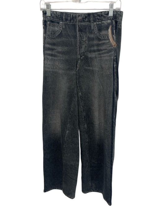 Rag & Bone Size Small Black Cotton Elastic Waist Jean Print Wide Leg Pants Black / Small