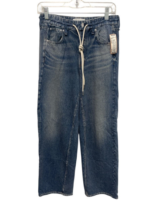Rag & Bone Size Small Medium Wash Cotton Elastic Drawstring Waist Wide Leg Pants Medium Wash / Small