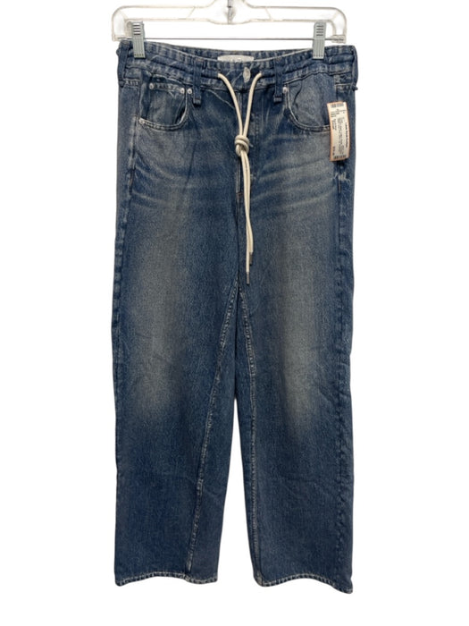 Rag & Bone Size Small Medium Wash Cotton Elastic Drawstring Waist Wide Leg Pants Medium Wash / Small