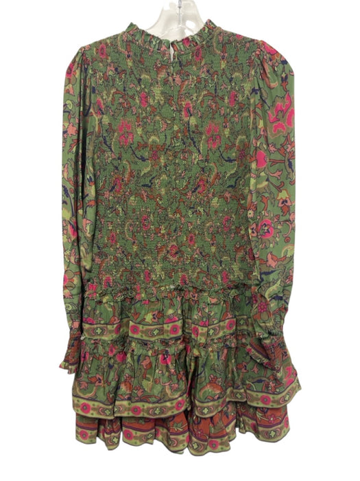 Love The Label Size Small Green, Pink, Blue Viscose Long puff sleeve Dress Green, Pink, Blue / Small