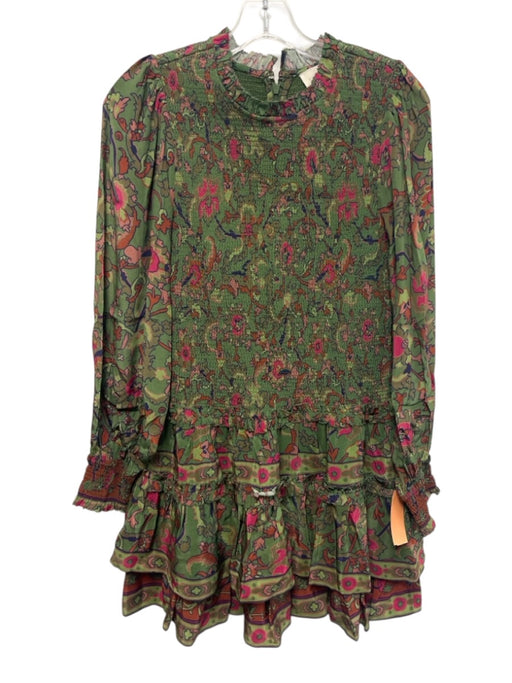 Love The Label Size Small Green, Pink, Blue Viscose Long puff sleeve Dress Green, Pink, Blue / Small
