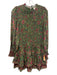 Love The Label Size Small Green, Pink, Blue Viscose Long puff sleeve Dress Green, Pink, Blue / Small