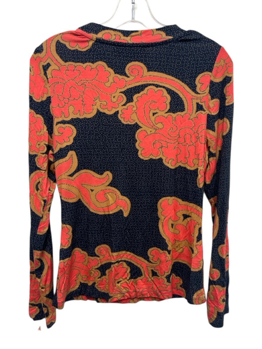 Anna Cate Size Small Blue, Pink, Beige Viscose Long Sleeve Abstract Print Top Blue, Pink, Beige / Small