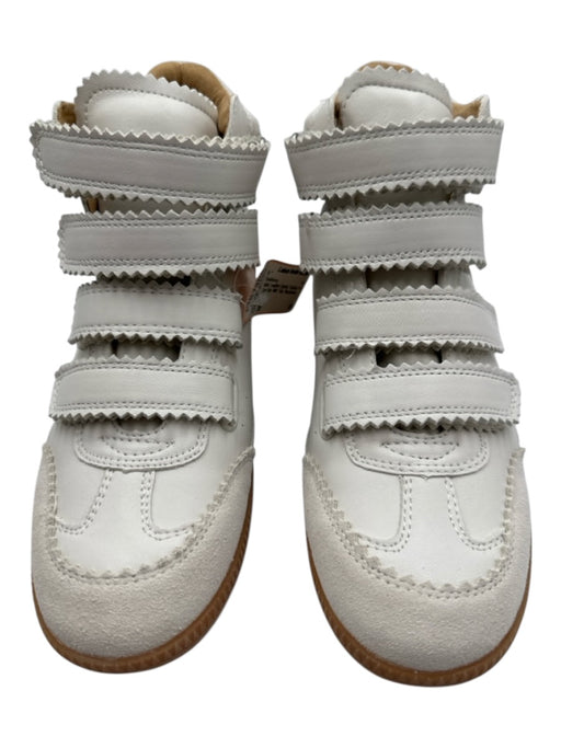 Silent D Shoe Size 39 White Leather Upper Suede Velcro Gum Sole Mid Top Sneakers White / 39