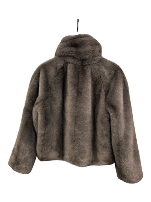 J Crew Size S Brown Polyester Faux Fur Long Sleeve Zip Front Jacket Brown / S