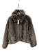J Crew Size S Brown Polyester Faux Fur Long Sleeve Zip Front Jacket Brown / S