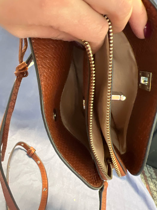 Rebecca Minkoff Brown Leather Shoulder & Crossbody Silver Hardware Top Zip Bag