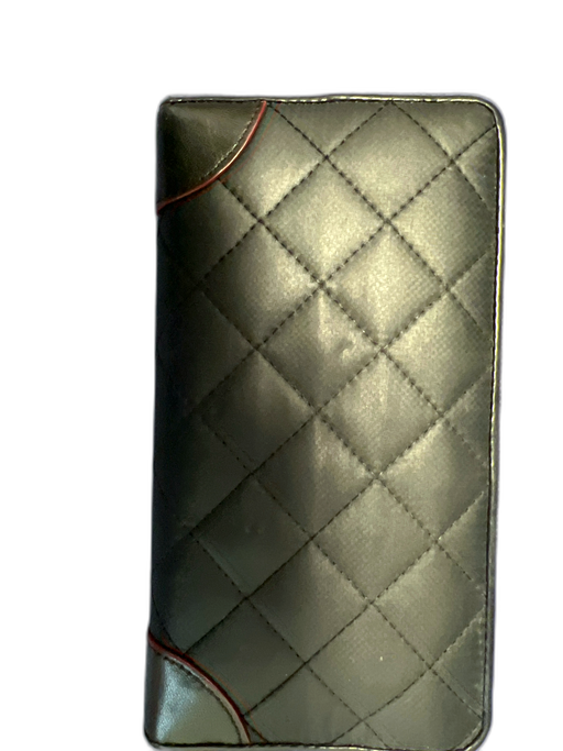 MZ Wallace Black Nylon & Leather Zip Around Quilt Detail silver hardware Wallets Black