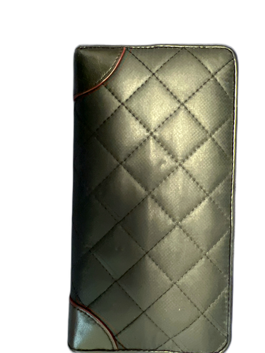 MZ Wallace Black Nylon & Leather Zip Around Quilt Detail silver hardware Wallets Black