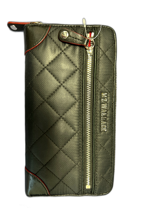 MZ Wallace Black Nylon & Leather Zip Around Quilt Detail silver hardware Wallets Black