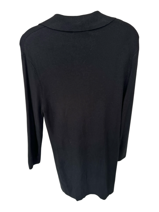 Lalavon Size M Black Viscose Blend Long Sleeve Button Detail Ribbed Collar Dress Black / M