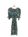 Ulla Johnson Size Est M Blue & Green Puff Sleeves Floral V Neck Dress Blue & Green / Est M