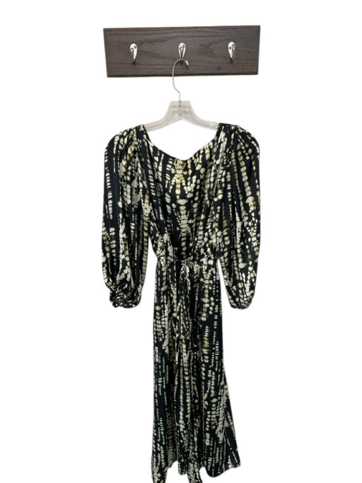 Banana Republic Size XS Green & Cream Polyester Long Sleeve V Neck Tie Dye Dress Green & Cream / XS