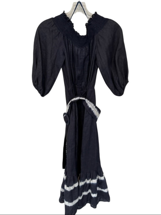 Sachin & Babi Size XS Linen Long Sleeve Off the Shoulder Tie Dye Detail Dress XS