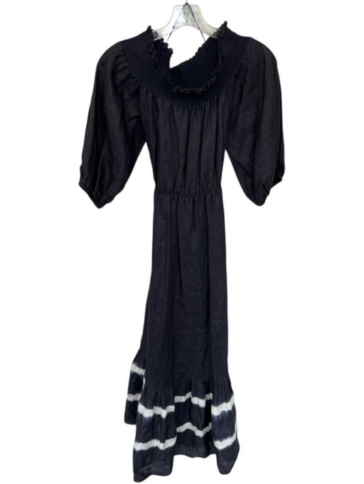 Sachin & Babi Size XS Linen Long Sleeve Off the Shoulder Tie Dye Detail Dress XS