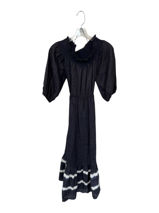 Sachin & Babi Size XS Linen Long Sleeve Off the Shoulder Tie Dye Detail Dress XS