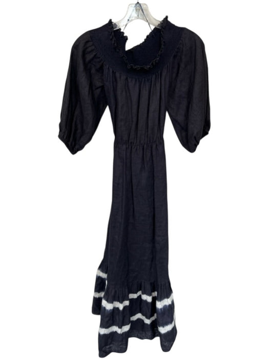 Sachin & Babi Size XS Linen Long Sleeve Off the Shoulder Tie Dye Detail Dress XS