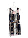 Oscar de la Renta Size 8 Navy & Brown Sleeveless Scoop Neck Back Zip Dress Navy & Brown / 8