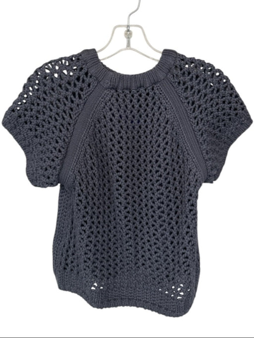 Tibi Size XS Slate Modal Blend Crochet Short Sleeve Cropped Top Slate / XS
