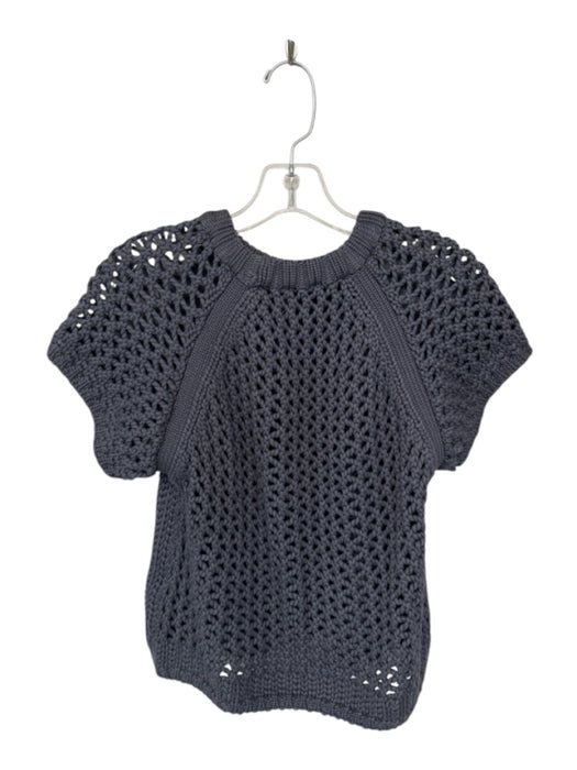 Tibi Size XS Slate Modal Blend Crochet Short Sleeve Cropped Top Slate / XS
