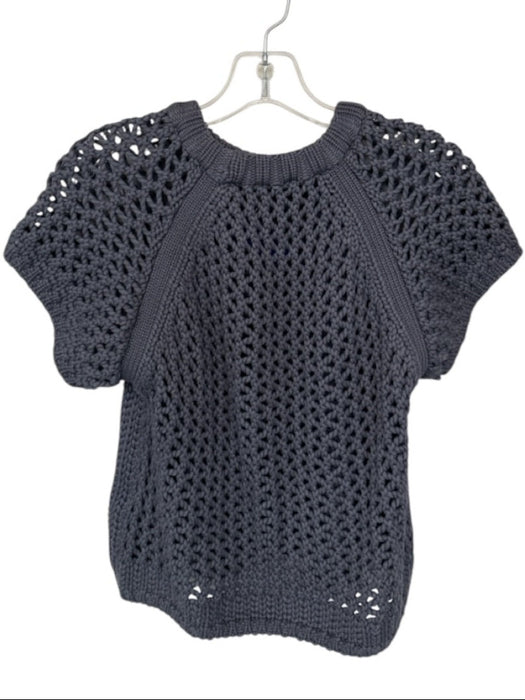 Tibi Size XS Slate Modal Blend Crochet Short Sleeve Cropped Top Slate / XS