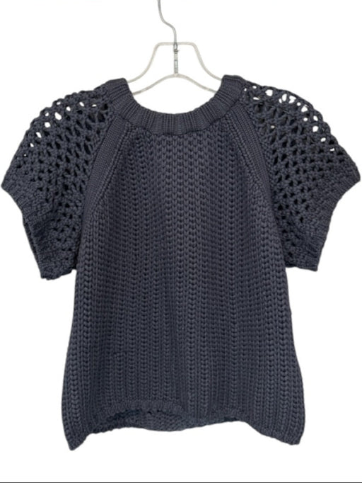 Tibi Size XS Slate Modal Blend Crochet Short Sleeve Cropped Top Slate / XS