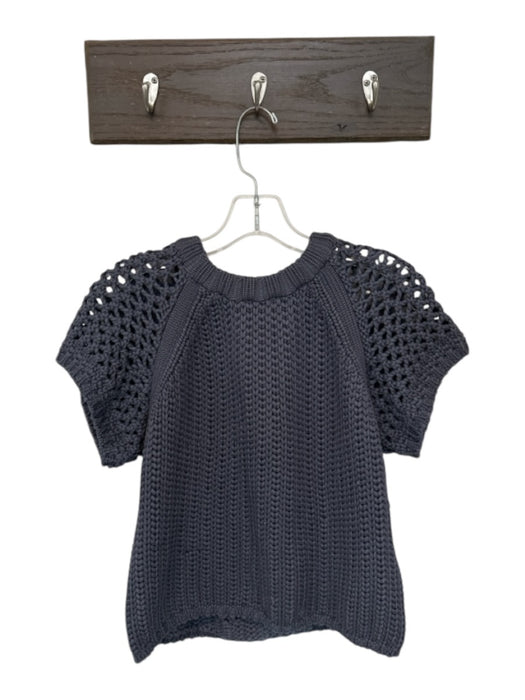 Tibi Size XS Slate Modal Blend Crochet Short Sleeve Cropped Top Slate / XS