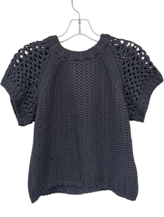 Tibi Size XS Slate Modal Blend Crochet Short Sleeve Cropped Top Slate / XS
