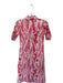 Victoria Dunn Size XS Pink & Cream Cotton Botanical Puff Sleeve Button Up Dress Pink & Cream / XS