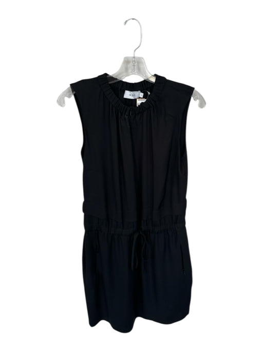 A.L.C. Size 6 Black Viscose Blend Tie Waist Sleeveless high neck Mini Dress Black / 6