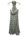 Cinq a Sept Size 6 White, Green & Multi Cotton & Silk Botanical Tie Neck Dress White, Green & Multi / 6