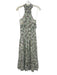 Cinq a Sept Size 6 White, Green & Multi Cotton & Silk Botanical Tie Neck Dress White, Green & Multi / 6