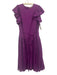 Ulla Johnson Size 6 Purple Cotton Perforated Accordion Pleat Tie Waist Dress Purple / 6