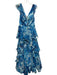Marchesa Notte Size 6 Blue & White Polyester Flutter Cap sleeve Abstract Gown Blue & White / 6