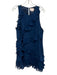 Cinq a Sept Size 10 Navy Blue Silk Sleeveless Ruffle Detail Keyhole Back Dress Navy Blue / 10